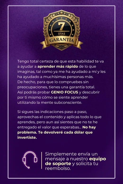 Garantía de 7 días Genio Focus